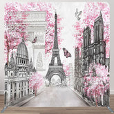 Aperturee - Aperturee Pink Floral Tree French Vibe Pillow Case Backdrop